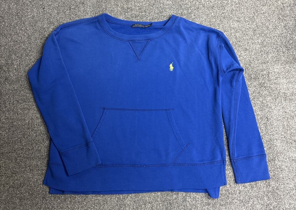 Polo Ralph Lauren Woman’s Med Bright Blue Pullover Kangaroo Pocket Sweatshirt